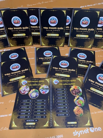 Menu giấy nhựa gáy xoắn _ Ẩm thực được chạm tới một cách tinh xảo_ Tam Phong Quán (quán nhậu)