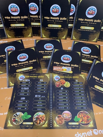 Menu giấy nhựa gáy xoắn _ Ẩm thực được chạm tới một cách tinh xảo_ Tam Phong Quán (quán nhậu)