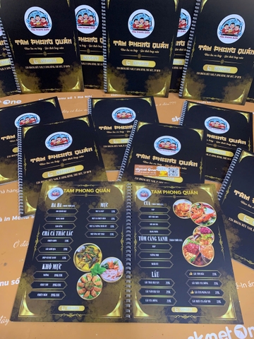 Menu giấy nhựa gáy xoắn _ Ẩm thực được chạm tới một cách tinh xảo_ Tam Phong Quán (quán nhậu)