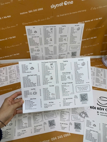 Menu cầm tay giấy nhựa 385 _ Nâng Tầm Trải nghiệm thực khách_ Tiệm Kòi Kòy