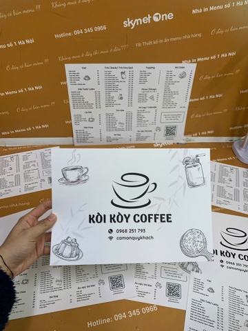 Menu cầm tay giấy nhựa 385 _ Nâng Tầm Trải nghiệm thực khách_ Tiệm Kòi Kòy