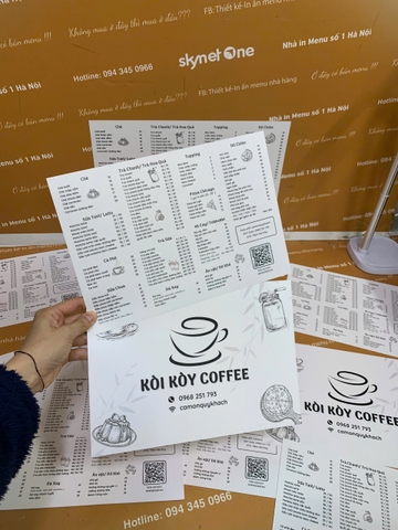 Menu cầm tay giấy nhựa 385 _ Nâng Tầm Trải nghiệm thực khách_ Tiệm Kòi Kòy