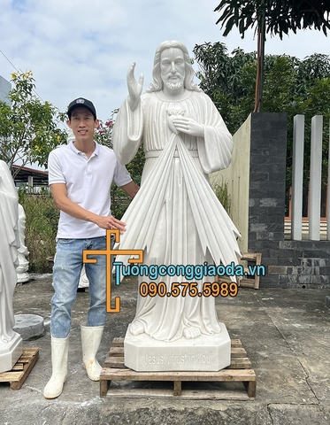 Tượng Lòng Chúa Thương Xót Đá Cẩm Thạch Cao 1m8 Về Mỹ