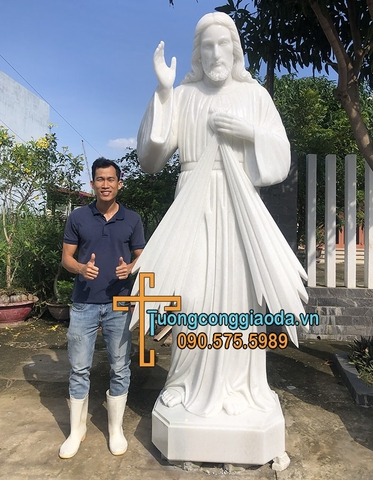 Tượng Chúa Thương Xót Đá Cẩm Thạch Trắng Cao 2m5 Về ĐăkLak