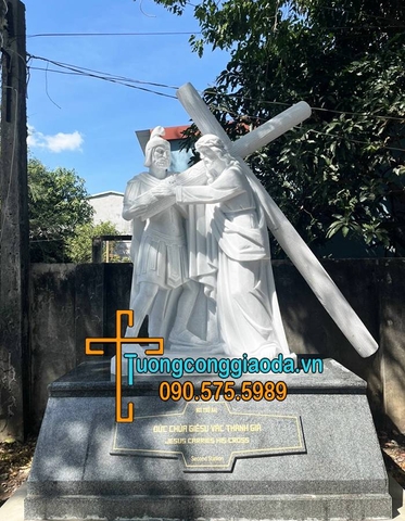 Bộ Tượng 14 Chặng Đàng Thánh Giá Bằng Đá Trắng Đẹp