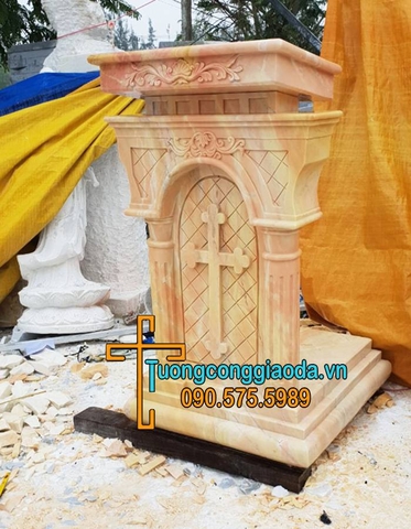 Bục Đọc Sách Thánh Bằng Đá Cẩm Thạch Vàng Đẹp