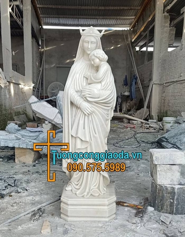 Mẫu Tượng Đức Mẹ La Vang Bằng Đá Trắng Nguyên Khối