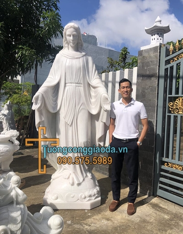 Tượng Ban Ơn Bằng Đá Trắng Nguyên Khối Cao 2m5 Về Nam Định