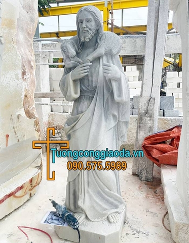 Tượng Chúa Chiên Lành Bằng Đá Cẩm Thạch Xám Đẹp