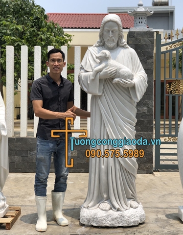 Tượng Chúa Chiên Lành Đá Cẩm Thạch Trắng Đẹp Nhất