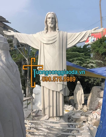 Tượng Chúa Kito Vua Mẫu Brazil Bằng Đá Trắng Đẹp