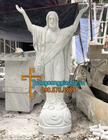 Tượng Chúa Phục Sinh Đá Cẩm Thạch Nguyên Khối