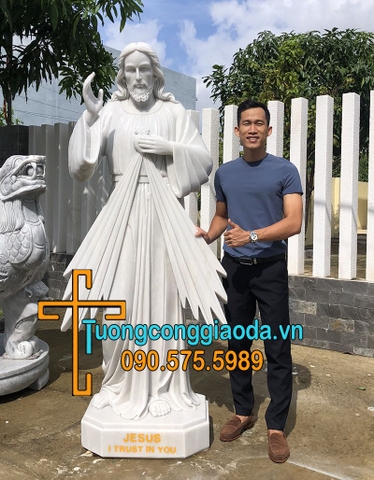Tượng Chúa Thương Xót Bằng Đá Trắng Đẹp Nhất Cao 2m