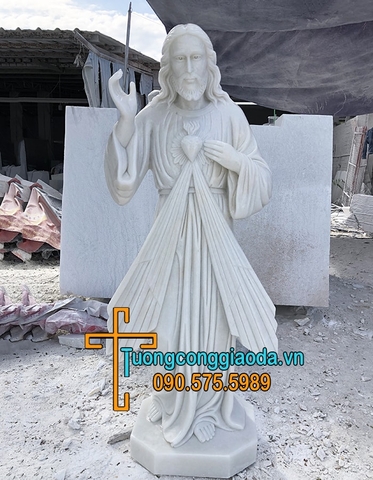 Tượng Chúa Thương Xót Đá Cẩm Thạch Đẹp Cao 1m5