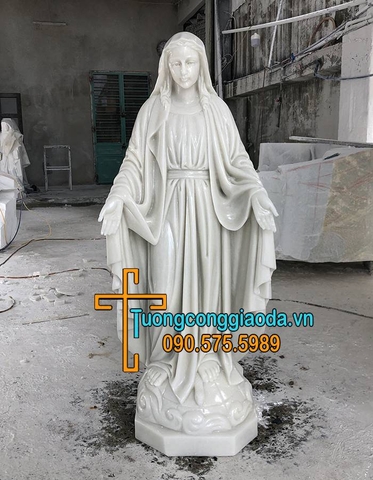 Tượng Đức Mẹ Ban Ơn Bằng Đá Cẩm Thạch Trắng Mịn Đẹp