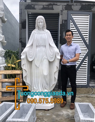 Tượng Đức Mẹ Ban Ơn Đá Trắng Đẹp Cao 2m