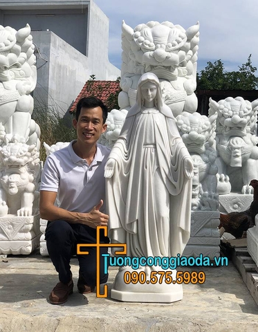 Tượng Đức Mẹ Ban Ơn Đá Trắng Loại 1 Cao 1m2