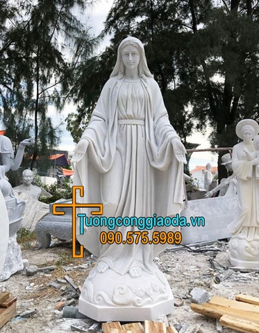 Tượng Đức Mẹ Ban Ơn Đá Trắng Nguyên Khối