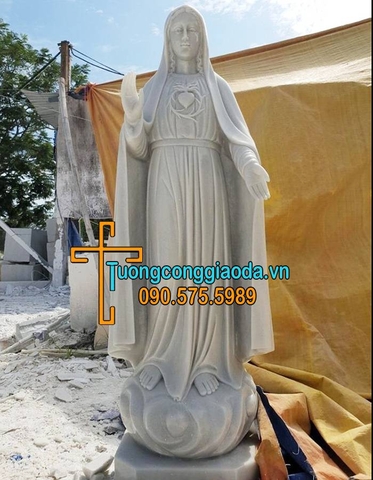 Tượng Mẹ Fatima Bằng Đá Trắng Mịn Đẹp