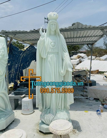 Tượng Đức Mẹ Fatima Bằng Đá Trắng Xanh Đẹp Nhất