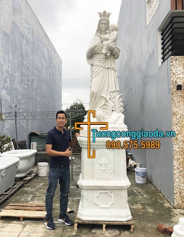 Tượng Đức Mẹ Hằng Cứu Giúp Đá Trắng Non Nước Đẹp