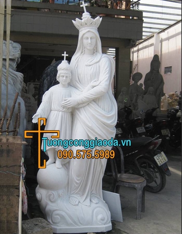 Tượng Đức Mẹ Hằng Cứu Đá Trắng Non Nước Đẹp