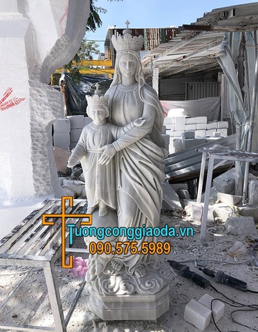 Tượng Đức Mẹ La Vang Cùng Chúa Hài Đồng Bằng Đá Đẹp