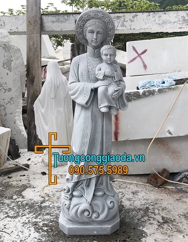 Tượng Đức Mẹ La Vang Đá Cẩm Thạch Xám Đẹp Nhất Đà Nẵng