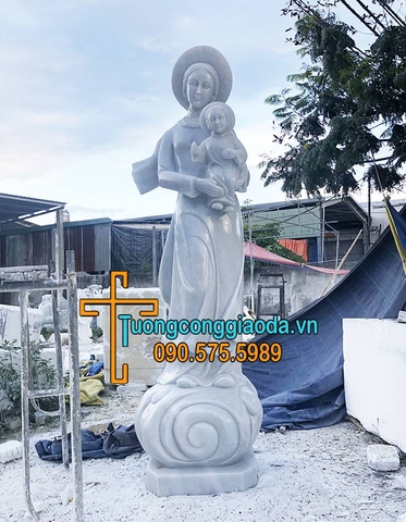 Tượng Đức Mẹ La Vang Đá Trắng Non Nước Đẹp Cao 4m
