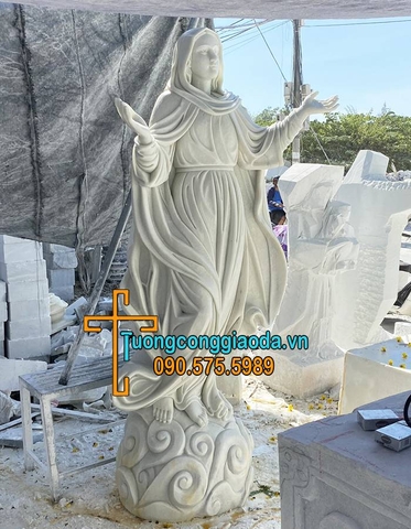 Tượng Đức Mẹ Lên Trời Đá Cẩm Thạch Trắng Đẹp