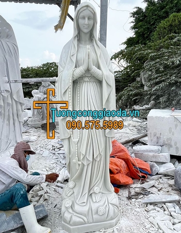 Tượng Đức Mẹ Lộ Đức Bằng Đá Cẩm Thạch Trắng Đẹp