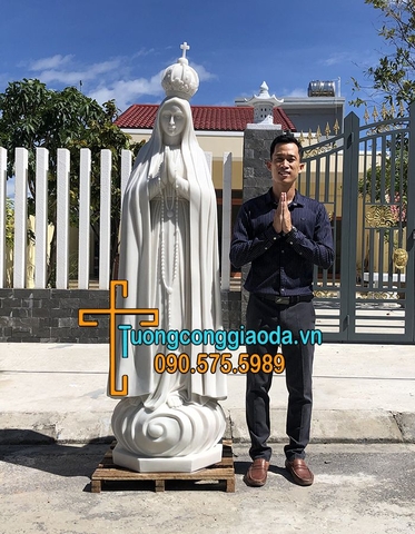 Tượng Đức Mẹ Lộ Đức Bằng Đá Trắng Non Nước Cao 2m