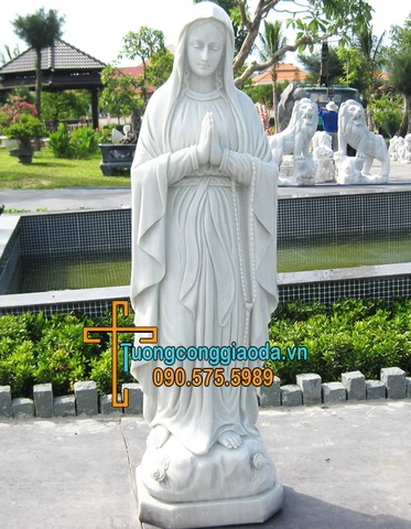 Tượng Đức Mẹ Lộ Đức Đá Cẩm Thạch Trắng