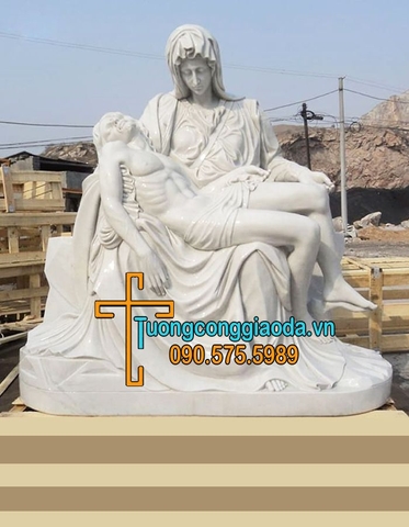 Tượng Đức Mẹ Sầu Bi Đá Cẩm Thạch Nguyên Khối