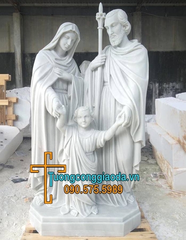Tượng Gia Đình Thánh Gia Đá Cẩm Thạch Nguyên Khối