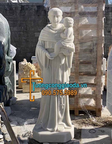Tượng Thánh Antôn Bồng Chúa Hài Đồng Đá Cẩm Thạch