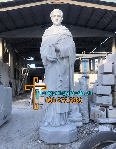 Tượng Thánh Antôn Đá Cẩm Thạch Nguyên Khối Cao 3m