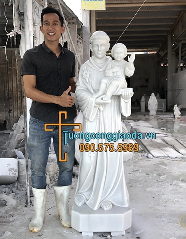 Tượng Thánh Antôn Đá Cẩm Thạch Trắng Đẹp Tại Nam Định