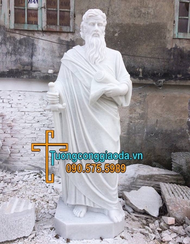 Tượng Thánh Phaolô Bằng Đá Cẩm Thạch Trắng Đẹp