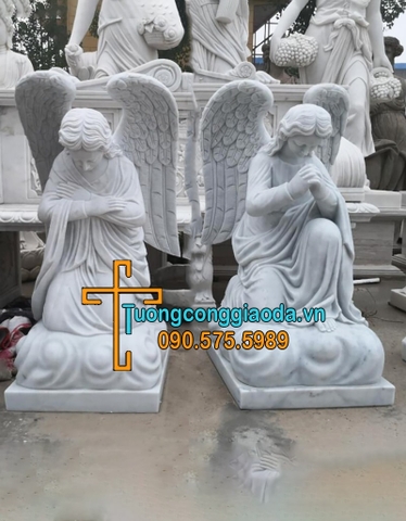 Tượng Thiên Thần Chấp Tay Quỳ Gối Bằng Đá Non Nước
