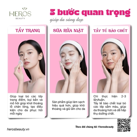 3 Bước quan trọng giúp da sáng đẹp