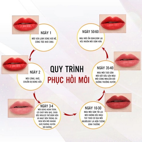 Quy Trình Phục Hồi Môi & Lên Màu Sau Phun Xăm