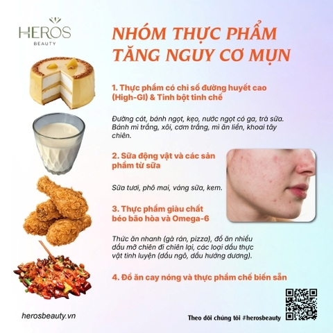 Nhóm thực phẩm làm tăng nguy cơ gây mụn chị em nhạy cảm cần chú ý