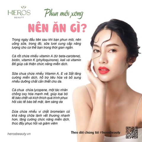 SAU KHI PHUN MÔI XONG NÊN ĂN GÌ?