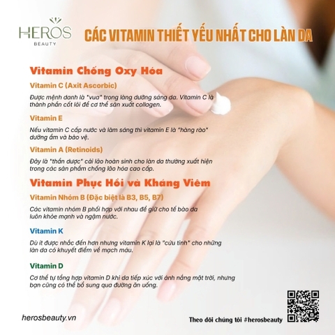 Các loại vitamin thiết yếu nhất cho làn da