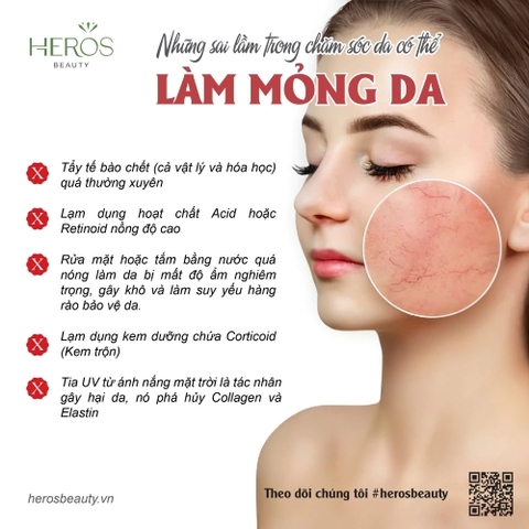 Những sai lầm trong chăm sóc da có thể làm da mỏng