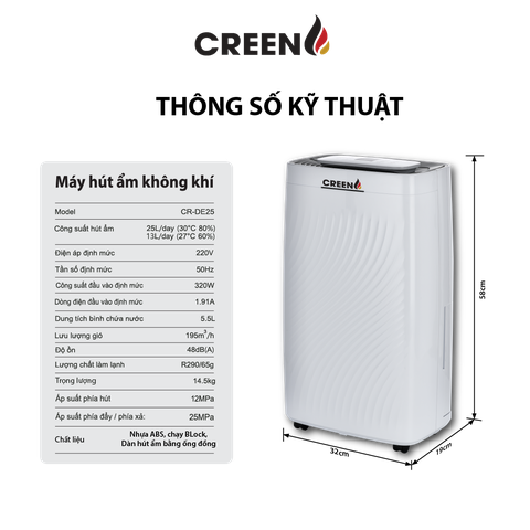 Máy hút ẩm không khí Creen CR-DE25
