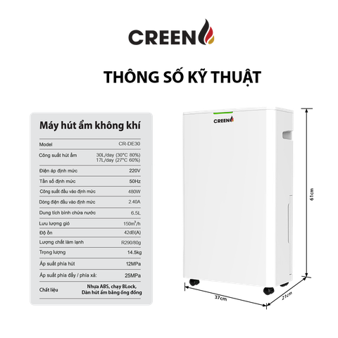 Máy hút ẩm không khí Creen CR-DE30