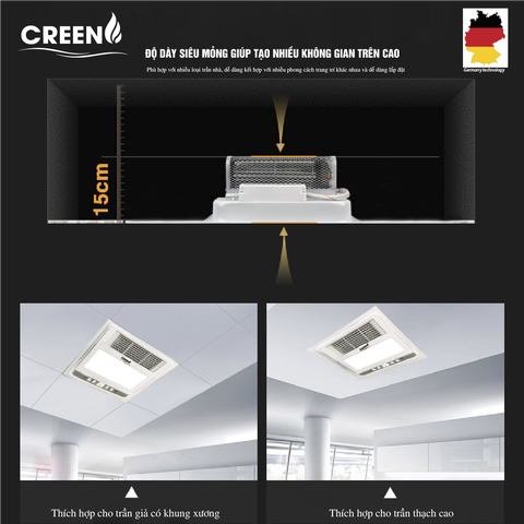 Quạt sưởi nhà tắm thông minh CREEN CR-SMH635