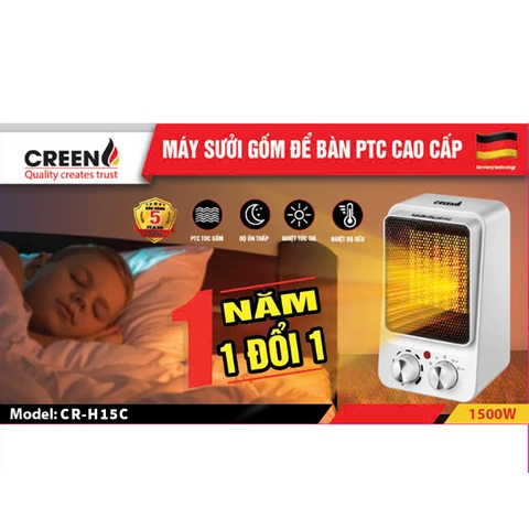 Máy sưởi gốm để bàn PTC cao cấp CREEN CR-H15C